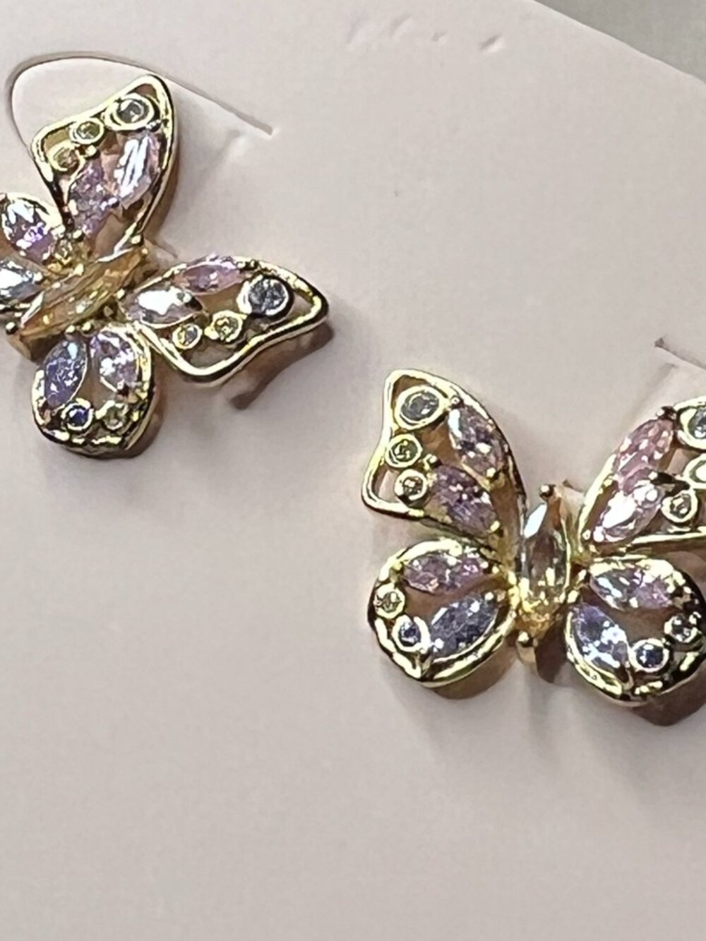 MIGNONNE GAVIGAN NEW YORK Blush Crystal Butterfly Earrings NWT